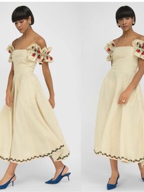 Fanm Mon Alayna Dress with Red Floral Accents